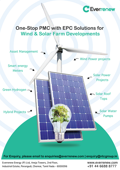 Everrenew Poster design adobe illustrator eco friendly ecosystem graphic design poster design solar energy solar panel windmill