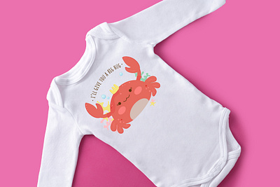 A cute illustration of the crab for a babysuit baby design baby illustration baby suit cartoon cloth clothes crab crab illustration design for clothes graphic design illustration kids design kids illustration