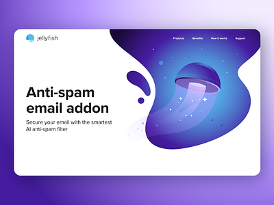 Jellyfish Anti-spam adobe illustrator anti spam design digital email flat graphic design home page illustration jellyfish landing page protection ui vector website