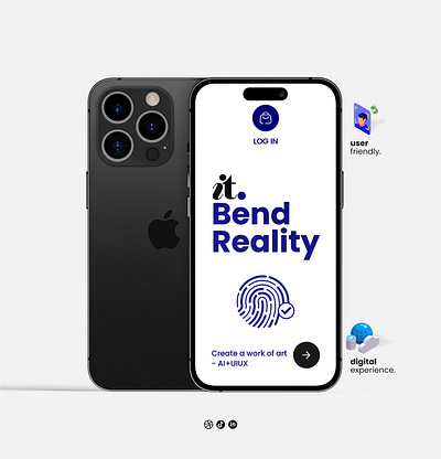 BendRealityApp: design the unusual. 3d app with white design graphic design logo nice app design photoshop simple app design ui ui design uiux