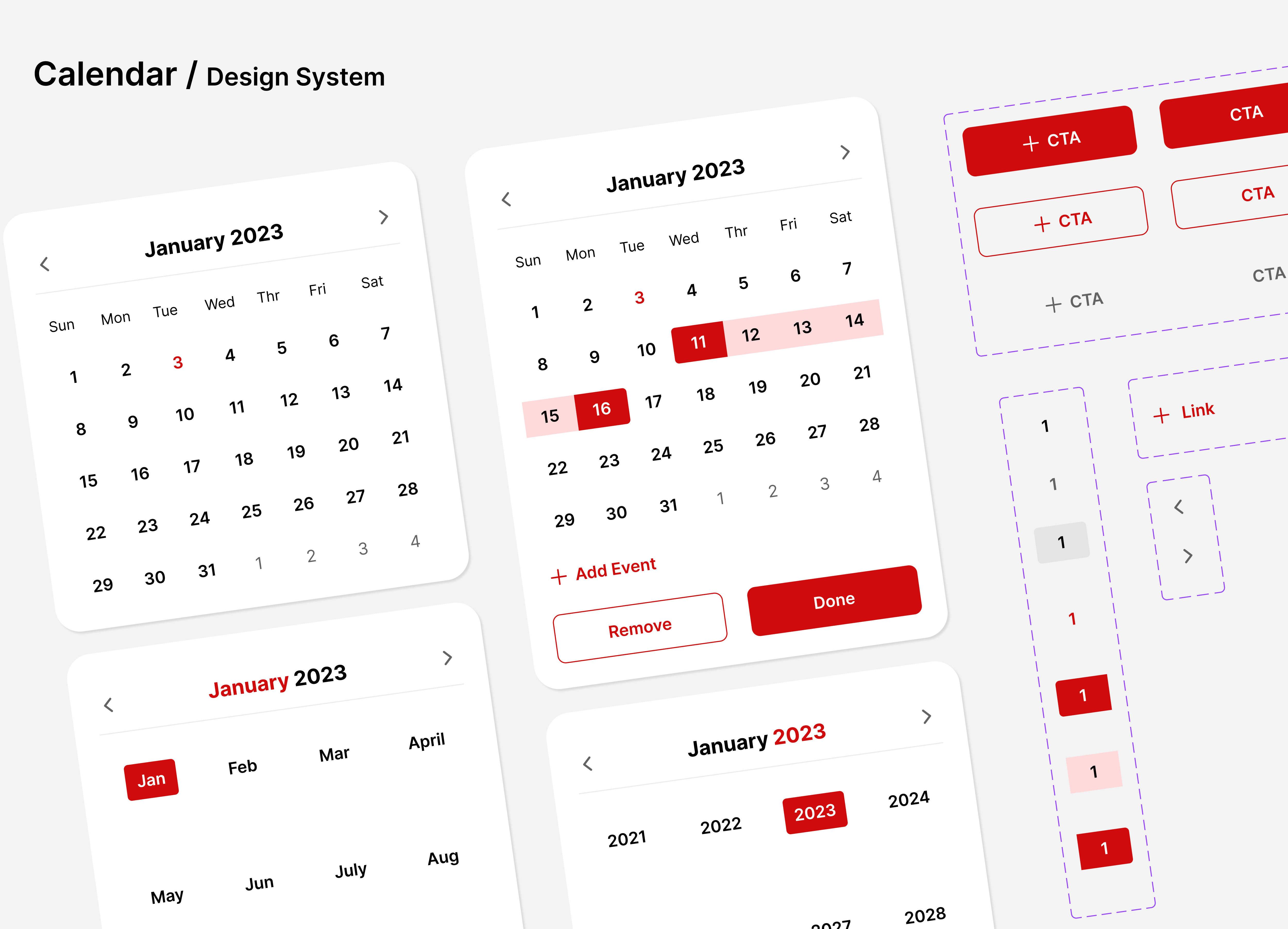 Design System - Calendar branding calendar dailyui design design system figma graphic design illustration logo ui ux vector