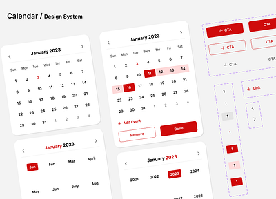 Design System - Calendar branding calendar dailyui design design system figma graphic design illustration logo ui ux vector