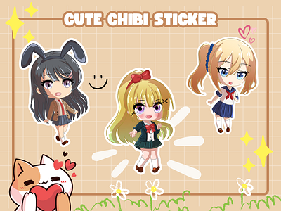 Cute Chibi Sticker anime chibi cute kawaii sticker