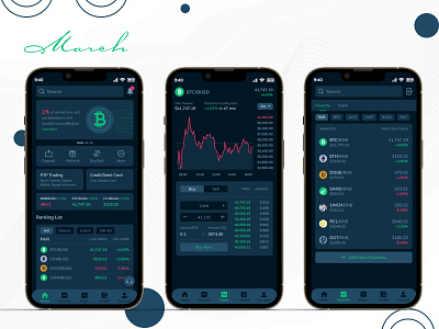 March - A mobile Crypto Trading App app design branding design graphic design logo mobile app motion graphics ui