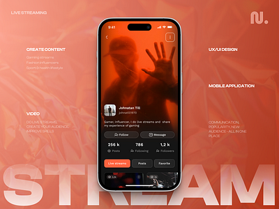 Live Streaming app app design feed interface ios mobile like live media social media streaming user interface uxui video