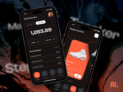 Step-tracker Market app design e commerce interface ios mobile market purchases sport step tracker steps tracking user interface uxui