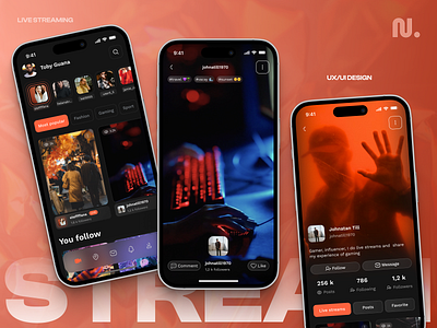 Live Streaming app app design interface ios mobile live streaming social media stream user interface uxui video watching video