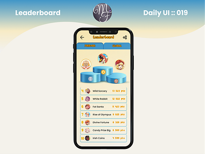 Leaderboard Daily Ui 019 app application branding classement daily ui design game graphic design illustration leaderboard phone podium ui winner