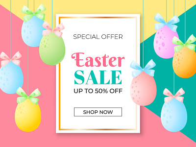 Easter sale banner 2d banner cartoon easter egg illustration offer poster sale spring springtime vector