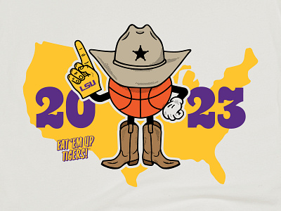 2023 National Champs basketball character basketball champs character cowboy cowgirl mascot texas
