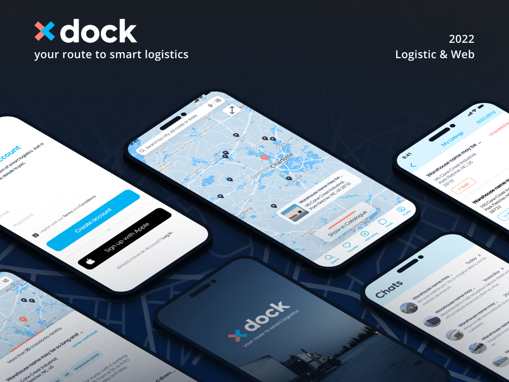 xDock: Find Docks Nearby (logistics app & web platform) animation app branding design freight graphic design identity illustration logistics logo mobile design motion graphics tracking ui ux warehouse web design