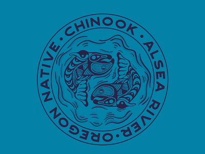 Oregon Native - Chinook badge design fish graphic design illustration logo oregon t shirt