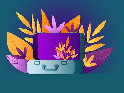suitcase with flowers illustration vector