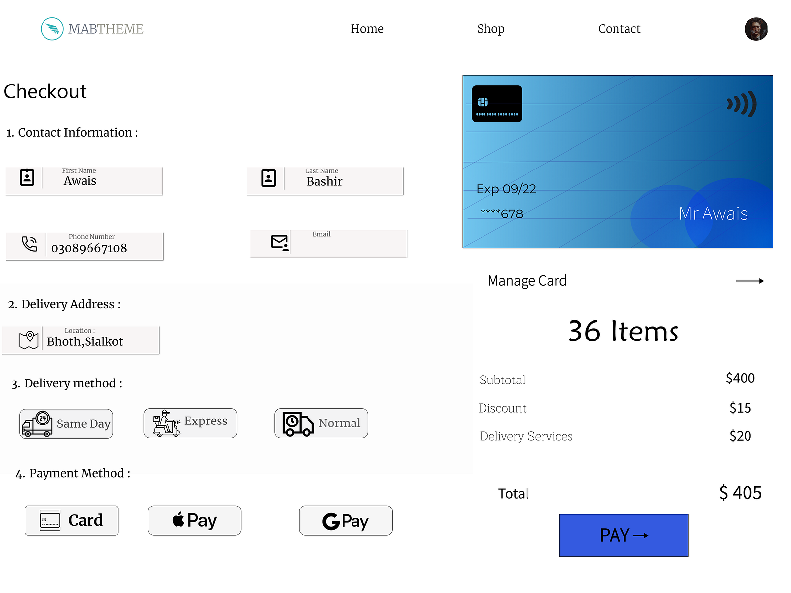 Checkout page (FREE Figma FILE) by M Awais Bashir on Dribbble