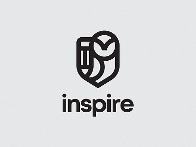 Inspire Hub - Logo Design black branding brandingagency design education educational graphic design grey illustration logo logofolio logofolios logos owl pen pencile symbols vector