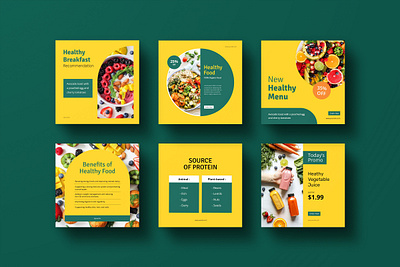Yellow Healthy Food Instagram Post Design brand identity