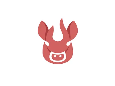 Pig Flame Logo animal bbq burn flame fỉe head logo pig restaurant simple