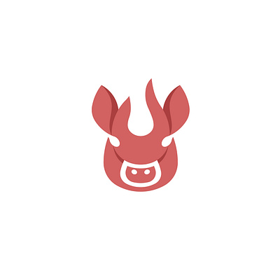 Pig Flame Logo animal bbq burn flame fỉe head logo pig restaurant simple