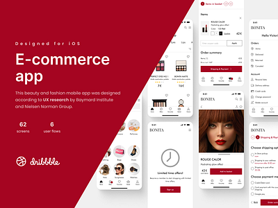 E-commerce app - Beauty and fashion account action sheet app beauty and fashion checkout design error state figma ios log in log out mobile mobile app native element onboarding screenflow sign up ui user flow