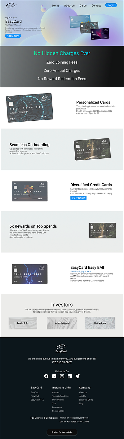 EasyCard Credit Card Landing Page branding design logo typography ui vector website