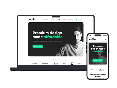 Meridian website launch app design branding clean design landing page logo minimalism productize scroll transitions service subscription typography ui ux web design webflow