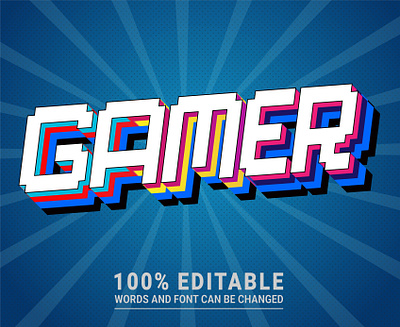 Gamer 3d editable text effect vector template vector 3d letter