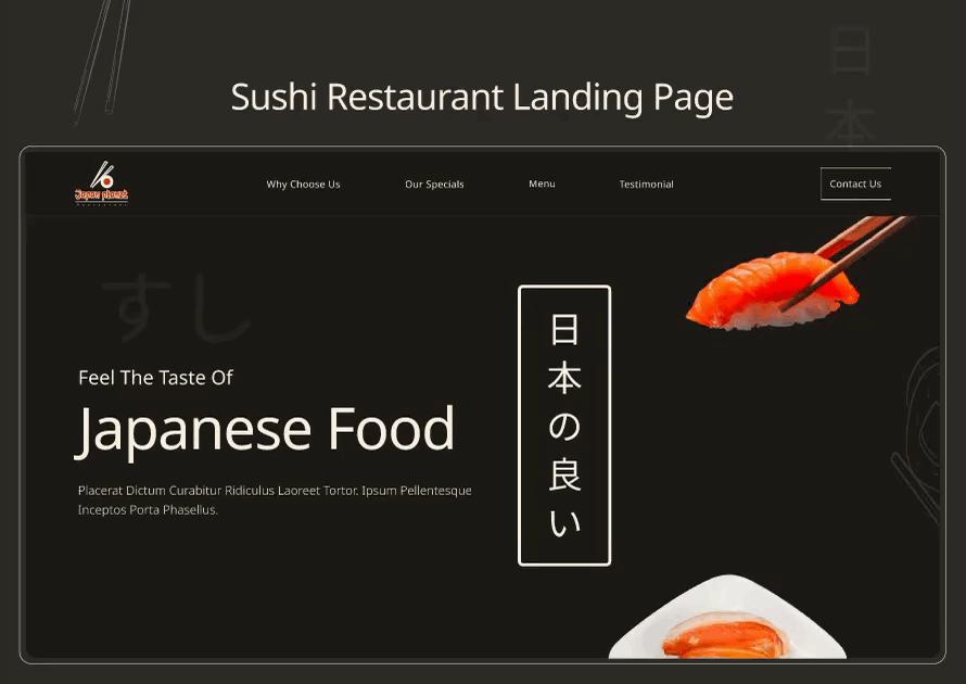 Sushi landing page figma landing page restaurant sushi ui