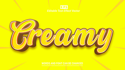 Vector 3d Editable text effect creamy vector 3d letter