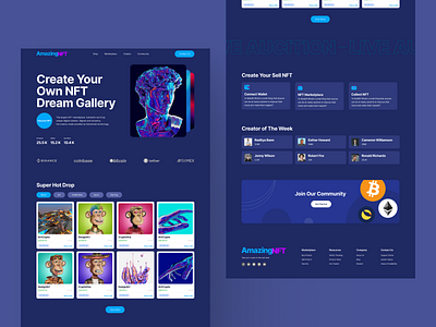 Landing Pages for NFT Concept branding design flat design flyer design graphic design illustration poster design ui ui design ui ux design web design web development