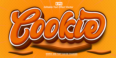 Cookie 3d editable text effect vector template text effect font ui