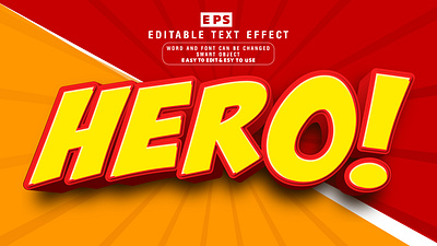 Comic art hero 3d editable text effect vector template text effect font