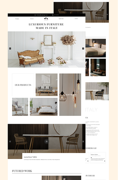 Luxurious Furniture design figma furniture landing page luxurious ui