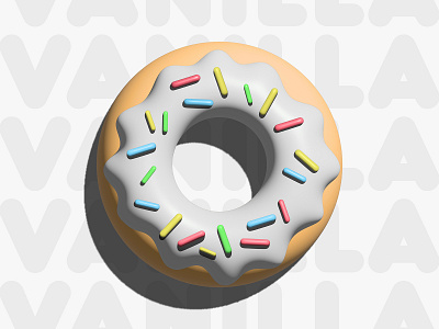 Dunkin' Vanilla 3d branding design dessert donut doughnut food icon illustration inflate sweet vector vector illustration vectorart