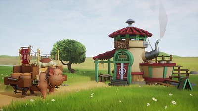 Teapot Rest House 3d cartoon environment fantasy games real time stylised stylized toon ue5