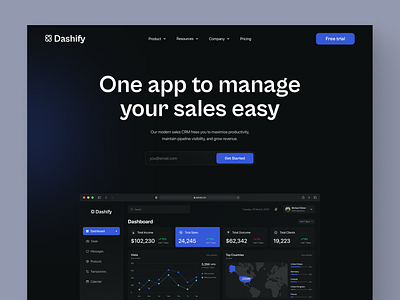 E-commerce saas website design business crm dark dashboard ecommerce landing page saas sales web design