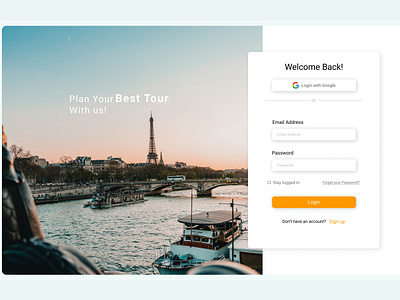 Tour site Login page app banner best tour branding design email google graphic design hero section illustration log in logo password photo sign in tour typography ui ux vector