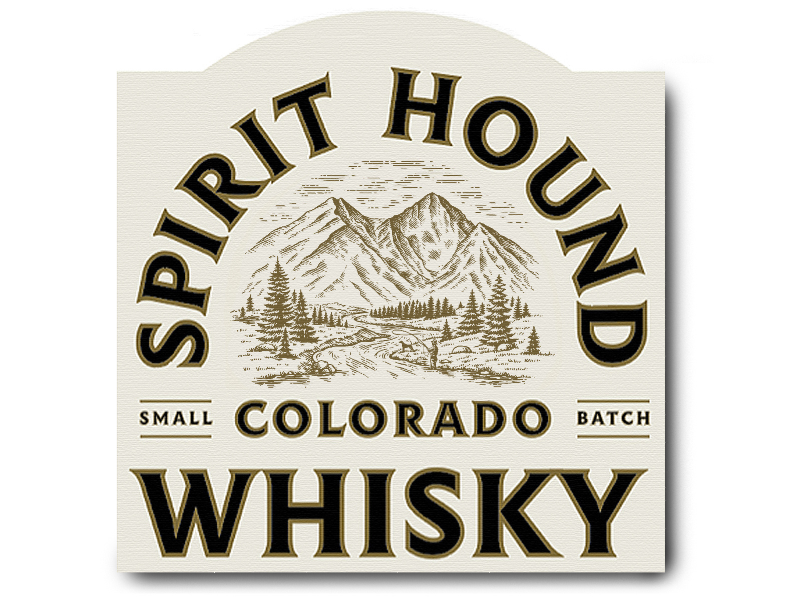 Spirit Hound Distillers Label by Steven Noble artwork design engraving etching illustration ink label landscape line art linocut logo scratchboard steven noble woodcut