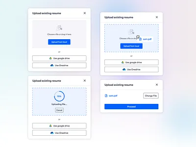 Resume Uploader Popup design design system grid system minimal ui ui element ux visual ui
