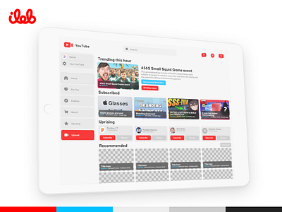 YouTube Redesign 3D Mockup 3d mockup app ipad redesign tablet ui ui design youtube