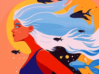 Underwater art design flat illustration illustration art minimal vector