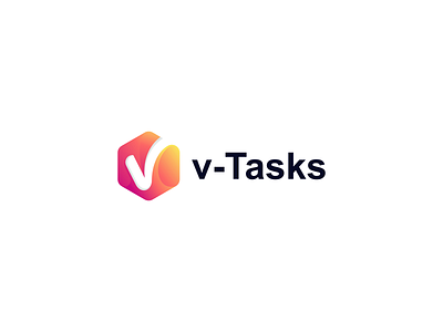 v-Tasks - Tech logo 3d animation branding design forsale gradient graphic design letter logo logoforsale tech tech logo technology v