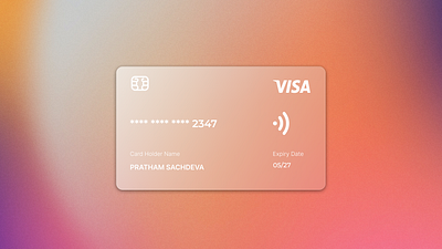 Glassmorphism Debit Card (Design) atm card debit card design finance graphic design money transaction ui ux visa