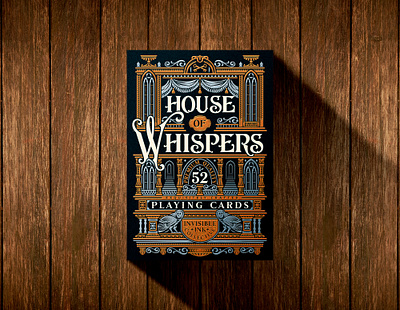 House of Whispers Playing Cards artwork board game box cards game graphic illustration kickstarter mystery packaging playing cards premium tabletop vintage