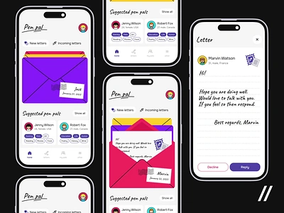 Penpal Mobile IOS App android animation app app design app interaction correspondence dashboard design email ios letters mobile mobile app mobile ui motion online penpal social media ui ux