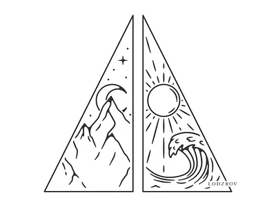 Landscape and seascape vector illustration linework line art des artwork graphic design illustration landscape line art logo seascape vector