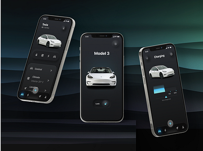 Tesla Car App app car car application design modern tesla