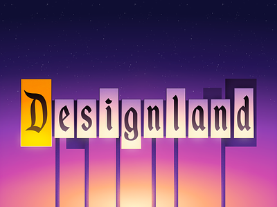 Designland® - Night version clay design designland disney disneyland illustration marquee sign sketch