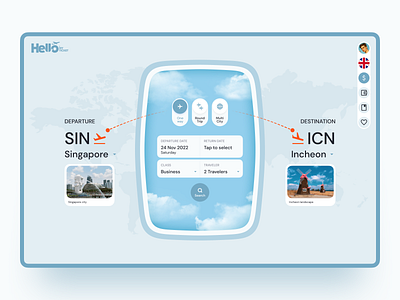 HelloMyTicket - Flight booking website booking business clean departure design destination flight friendly illustration multi city one way round tourism travel travel and tourism trip ui uiux design ux website