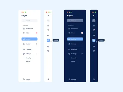 Keyto - Navigation Bar bank banking finance navigation sidebar ui ux