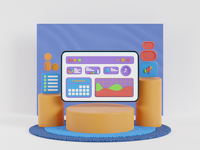 Data Planning Dashboard 3D Illustration 3d 3d art 3d blender animation blender branding design graphic design illustration logo ui ux